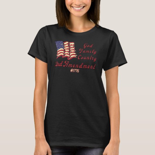Gottes Familie Land 2. Änderung Amerikanische Flag T-Shirt (Vorderseite)