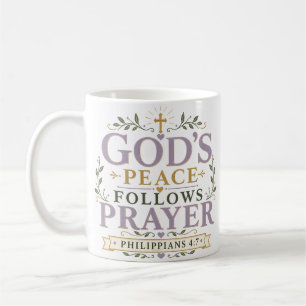 Gottes Frieden folgt auf Gebet Christliches Zitat Kaffeetasse