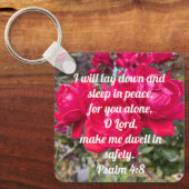 Gottes Friedenspsalm 4:8 Bibelverse-Rote Rose Schlüsselanhänger (Vorderseite)