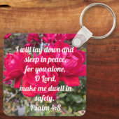 Gottes Friedenspsalm 4:8 Bibelverse-Rote Rose Schlüsselanhänger (Rückseite)
