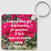 Gottes Friedenspsalm 4:8 Bibelverse-Rote Rose Schlüsselanhänger (Rückseite)