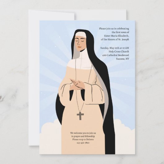 Gottes gewidmet Eingehen des Schleiers Einladung (Vorderseite)