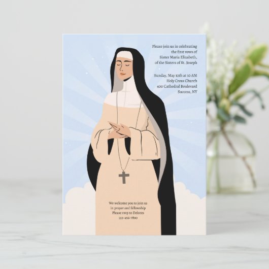 Gottes gewidmet Eingehen des Schleiers Einladung (Stehend Vorderseite)