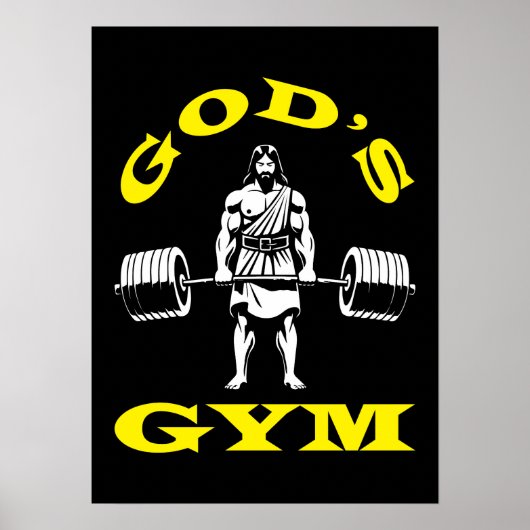 Gottes Gym, Funny Jesus Workout Bodybuilding Gym Poster (Vorne)