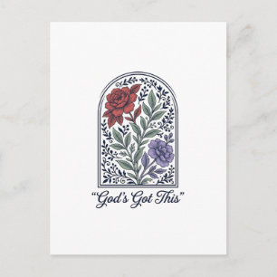 Gottes hat dies Vintage-Blumen-Glaube Postkarte