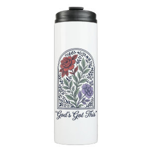 Gottes hat dies Vintage-Blumen-Motiv Glauben Thermosbecher