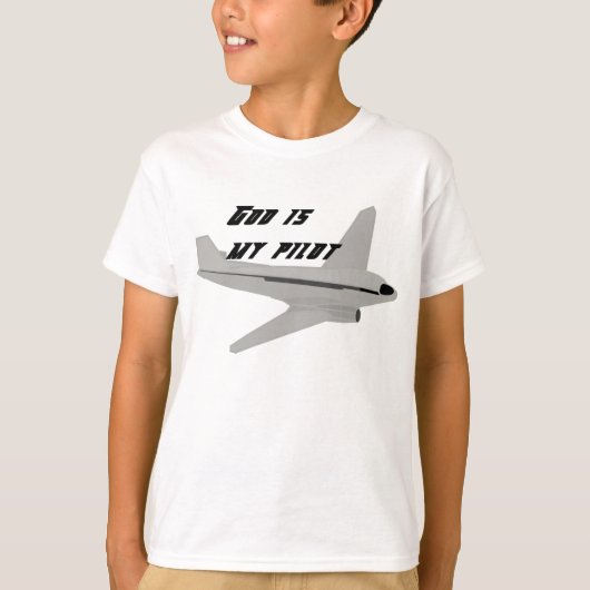 Gottes ist mein Pilot (graues Flugzeug) T-Shirt (Vorderseite)