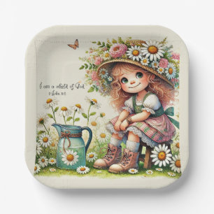 Gottes Kind Gänseblümchen Mädchen Pappteller