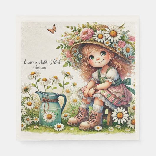 Gottes Kind Gänseblümchen Mädchen Serviette (Vorderseite)