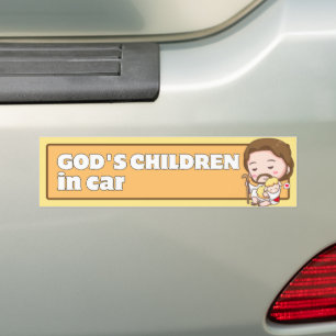 Gottes Kinder im Auto Niedlicher Cartoon Jesus & L Autoaufkleber