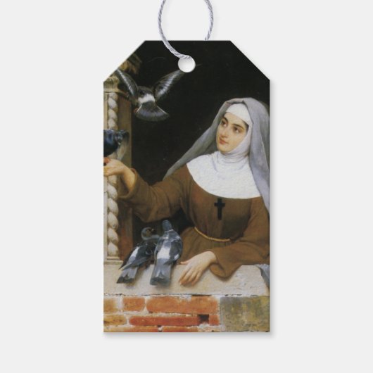 Gottes Kreaturen (Christliche Nun Fütternd Tauben) Geschenkanhänger (Vorderseite)
