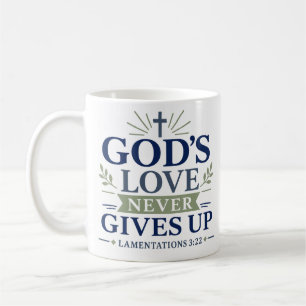 Gottes Liebe gibt niemals auf Elegantes Bibelvers- Kaffeetasse