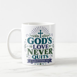 Gottes Liebe hört nie auf Christliche Ermutigung Kaffeetasse