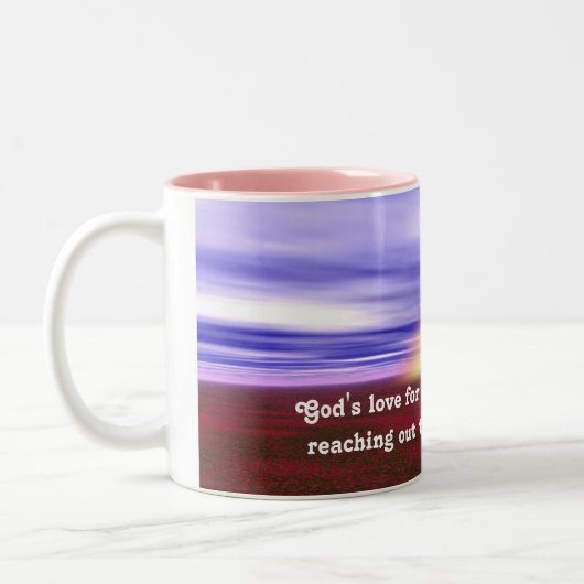 Gottes Liebe Regenbogen Zweifarbige Tasse (Links)