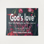GOTTES LIEBE VERSAGE NIE 1 Cor 13:8 Kirche Wandteppich (Vorderseite (Horizontal))
