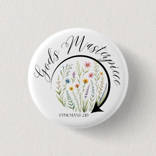 Gottes Meisterwerk Epheser 2:10 Bibelvers Button (Vorderseite)