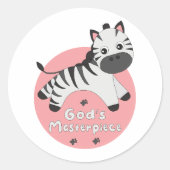 Gottes Meisterwerk Kawaii glückliches Baby Zebra S Runder Aufkleber (Vorderseite)