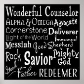 Gottes Namen aus der Bibel in Schwarz und Weiß Poster (Vorne)