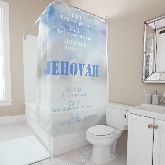 Gottes Namen JIREH SHALOM RAPHA Duschvorhang (Beispiel)