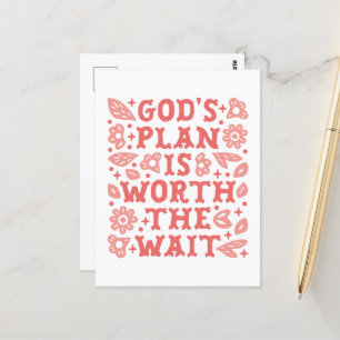 Gottes Plan ist das Warten Christlichen Mädchen pi Postkarte