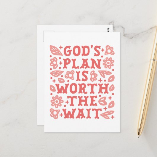 Gottes Plan ist das Warten Christlichen Mädchen pi Postkarte (Vorderseite/Rückseite Beispiel)