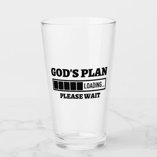Gottes Plan Ladung Bitte warten Glas Cup (Vorderseite)