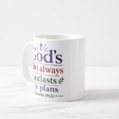 Gottes Plan überdauert immer meine Pläne Ermutigun Kaffeetasse (Vorderseite Links)