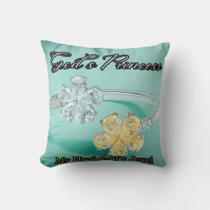 Gottes Prinzessin Bling Light Turquoise Kissen