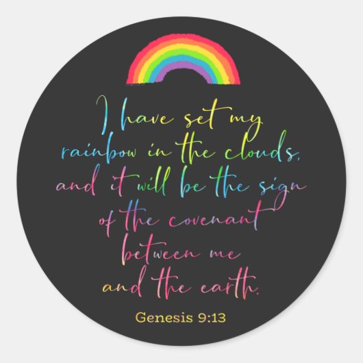 Gottes Regenbogengenese 9 Christliches Bibelverse Runder Aufkleber (Vorderseite)