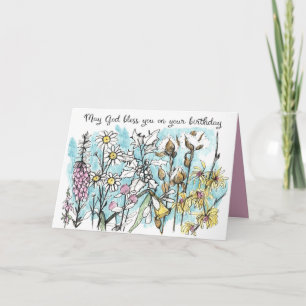 Gottes Segen zu Ihrem Geburtstag Gänseblümchen Karte