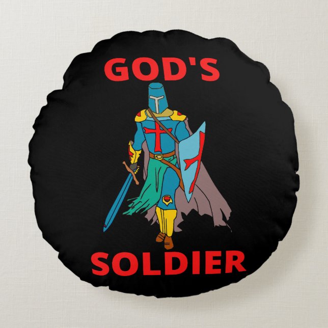 Gottes Soldat in Waffen Rundes Kissen (Vorderseite)