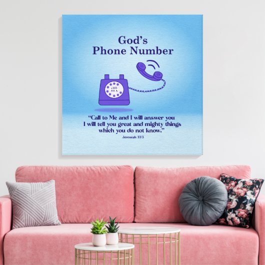 Gottes Telefonnummer Jeremiah 33:3 Leinwanddruck (Insitu (Wohnzimmer))