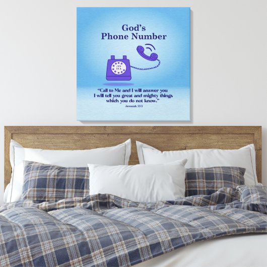 Gottes Telefonnummer Jeremiah 33:3 Leinwanddruck (Insitu (Schlafzimmer))