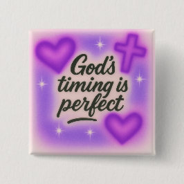Gottes Timing ist perfekt Airbrush Retro 90er Lila Button