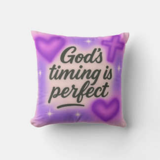 Gottes Timing ist perfekt Airbrush Retro 90er Lila Kissen