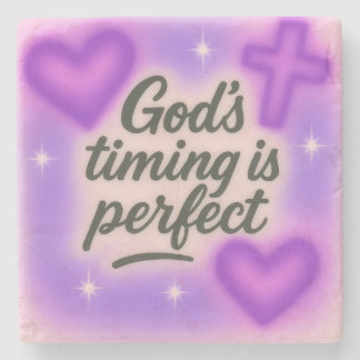 Gottes Timing ist perfekt Airbrush Retro 90er lila Steinuntersetzer