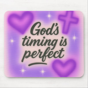 Gottes Timing Vertrauen lila y2k christlicher Glau Mousepad