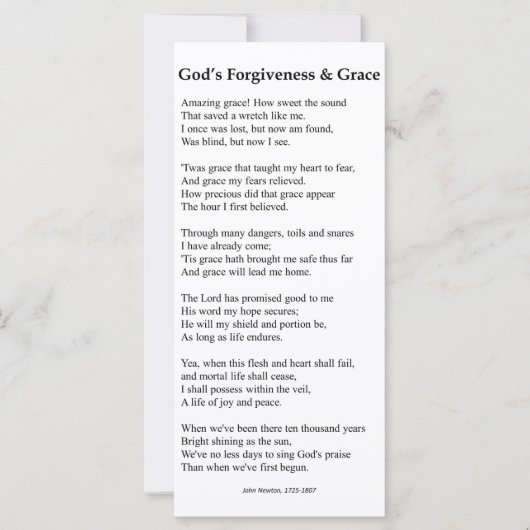 Gottes Vergebung und Grace-Gebetskarte (Vorderseite)