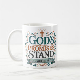 Gottes Verheißungen stehen Bibelvers Zitat Kaffeetasse