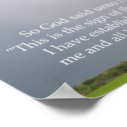 Gottes Versprechen an Noah im Regenbogen Poster (Ecke)