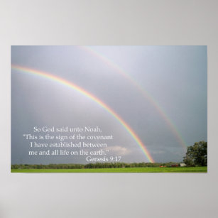 Gottes Versprechen an Noah im Regenbogen Poster