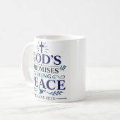 Gottes Versprechen bringen Frieden Morgen-Andachts Kaffeetasse (Vorderseite Links)