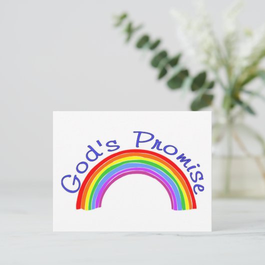 Gottes Versprechen mit Regenbogen Christlich Postkarte (Stehend Vorderseite)
