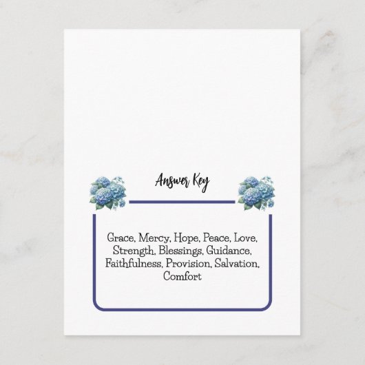 Gottes Versprechen: Word Scramble Game Card Begleitkarte (Rückseite)