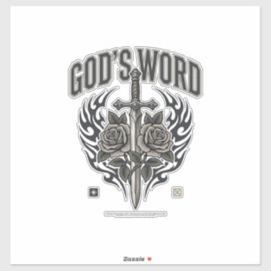 Gottes Wort Schwert & Rosen Vintage Christlich Aufkleber