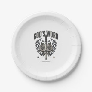 Gottes Wort Schwert & Rosen Vintage Christlich Pappteller