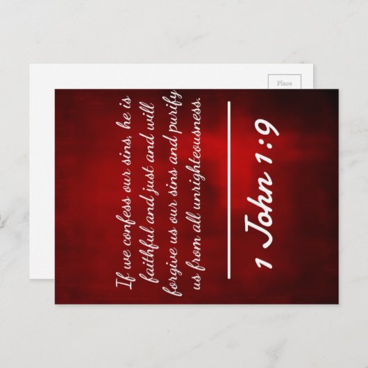 Gottes Zitate: 1 John 1:9 — "Geständnis und Vergeb Postkarte (Vorne/Hinten)