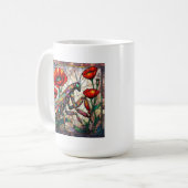 Gottesanbeterin Buntglas lebendige Mohnblume Kaffeetasse (Vorderseite Links)