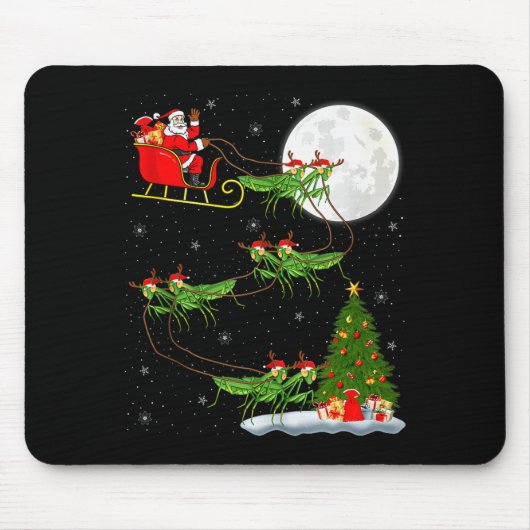 Gottesanbeterin Insekt Weihnachtsmann Schlitten Fl Mousepad (Vorne)