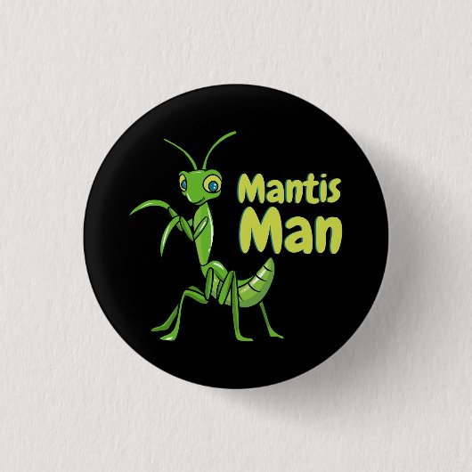 Gottesanbeterin Mann Grüner Garten Insekt Button (Vorderseite)